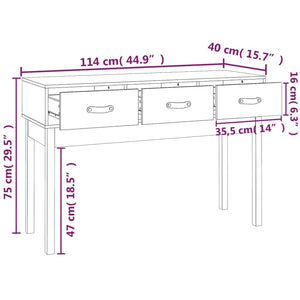Mobiletto Consolle 3 Cassetti 114x40x75 cm in Massello di Pino
