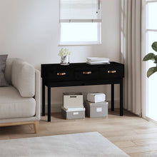 Load image into Gallery viewer, Tavolo Consolle Nero 114x40x75 cm in Legno Massello di Pino