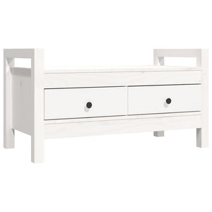 Panca 2 Cassetti Bianca 80x40x43 cm in Legno Massello di Pino