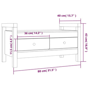 Panca 2 Cassetti Bianca 80x40x43 cm in Legno Massello di Pino