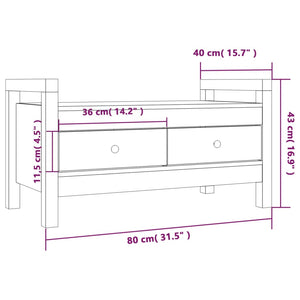Panca da Ingresso Ambra 80x40x43 cm in Legno Massello di Pino