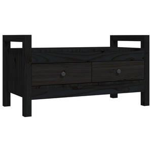 Panca 2 Cassetti Nero 80x40x43 cm in Legno Massello di Pino