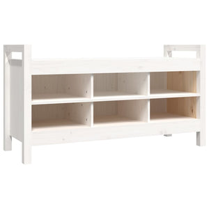 Panca Portascarpe Bianca 110x40x60 cm in Legno Massello di Pino