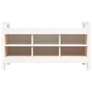 Panca Portascarpe Bianca 110x40x60 cm in Legno Massello di Pino