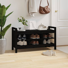 Load image into Gallery viewer, Panca da Ingresso Nero 110x40x60 cm in Legno Massello di Pino