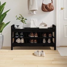 Load image into Gallery viewer, Panca da Ingresso Nero 110x40x60 cm in Legno Massello di Pino
