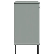 Carica l&#39;immagine nel visualizzatore di Gallery, Mobiletto Consolle Gambe Metallo Grigio Legno Massello Pino OSLO