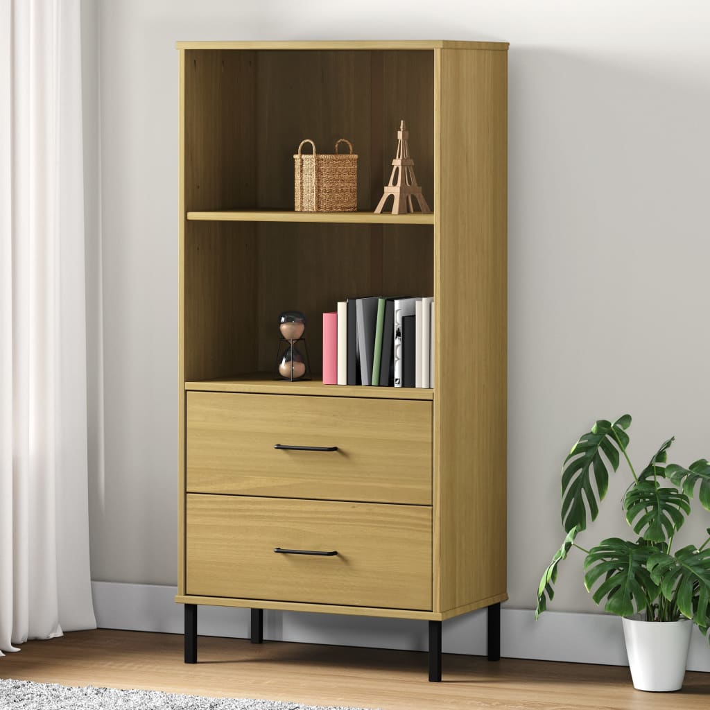 Libreria con 2 Cassetti Marrone 60x35x128,5 cm Legno Massello
