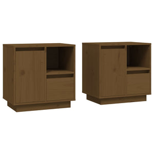Comodini 2 pz ambra 50x34x50 cm in Legno Massello di Pino