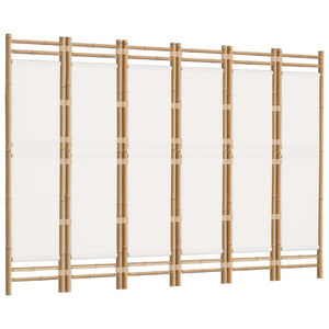 Separè 6 Pannelli 240 x 180 cm Bambù e Tela