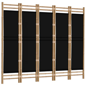 Separè 5 Pannelli  200 x 180 cm Bambù e Tela