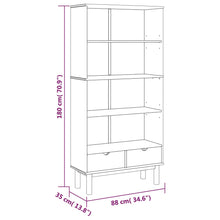Load image into Gallery viewer, Libreria con 2 Cassetti Marrone in Legno Massello di Pino