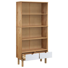 Indlæs billede til gallerivisning Libreria con 2 Cassetti Marrone e Bianco in Legno di Pino