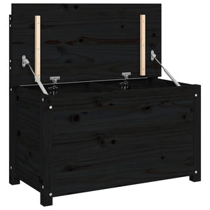 Cassapanca con Schienale Nera 80x41x77 cm in Legno Massello di Pino
