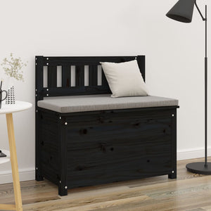 Cassapanca con Schienale Nera 80x41x77 cm in Legno Massello di Pino