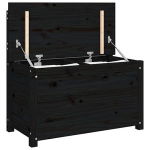 Cassapanca con Schienale Nera 80x41x77 cm in Legno Massello di Pino