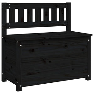 Cassapanca con Schienale Nera 80x41x77 cm in Legno Massello di Pino