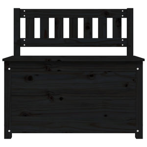 Cassapanca con Schienale Nera 80x41x77 cm in Legno Massello di Pino