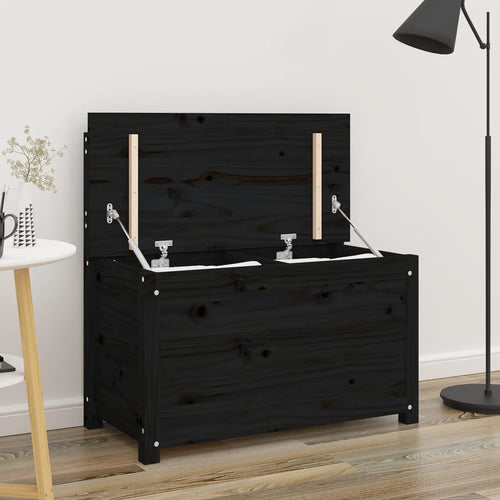 Cassapanca con Schienale Nera 80x41x77 cm in Legno Massello di Pino