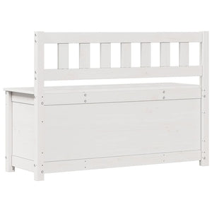 Cassapanca con Schienale Bianca 110x41x76,5 cm in Legno Massello di Pino