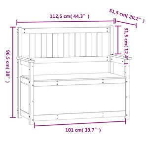 Cassapanca con Schienale 112,5x51,5x96,5 cm in Legno Massello di Pino
