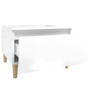 Tavolino Bianco Lucido 50x46x35 cm in Legno Multistrato