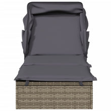 Charger l&#39;image dans la galerie, Lettino con Tetto Pieghevole Grigio 213x63x97 cm Polyrattan Grigio