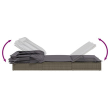 Charger l&#39;image dans la galerie, Lettino con Tetto Pieghevole Grigio 213x63x97 cm Polyrattan Grigio