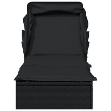 Charger l&#39;image dans la galerie, Lettino con Tetto Pieghevole Nero 213x63x97 cm Polyrattan Nero