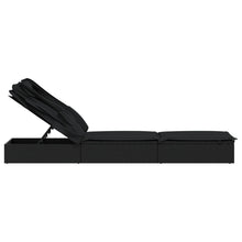 Charger l&#39;image dans la galerie, Lettino con Tetto Pieghevole Nero 213x63x97 cm Polyrattan Nero