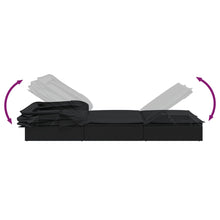 Charger l&#39;image dans la galerie, Lettino con Tetto Pieghevole Nero 213x63x97 cm Polyrattan Nero