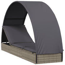 Charger l&#39;image dans la galerie, Lettino con Tetto Rotondo Grigio 211x57x140 cm Polyrattan Grigio