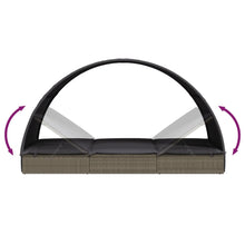 Charger l&#39;image dans la galerie, Lettino con Tetto Rotondo Grigio 211x57x140 cm Polyrattan Grigio