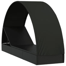 Charger l&#39;image dans la galerie, Lettino con Tetto Rotondo Nero 211x57x140 cm Polyrattan Nero