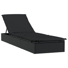 Charger l&#39;image dans la galerie, Lettino con Tetto Rotondo Nero 211x57x140 cm Polyrattan Nero