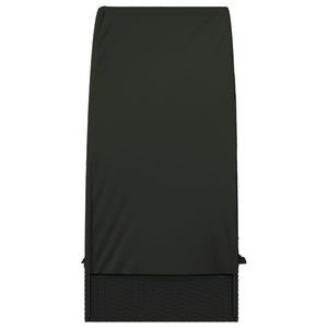 Lettino con Tetto Rotondo Nero 211x57x140 cm Polyrattan Nero