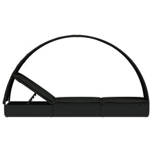 Charger l&#39;image dans la galerie, Lettino con Tetto Rotondo Nero 211x57x140 cm Polyrattan Nero
