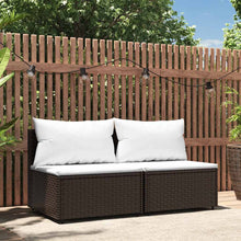 Carica l&#39;immagine nel visualizzatore di Gallery, Divano lineare da Giardino con Cuscini Crema 2pz Polyrattan Marrone