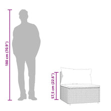 Carica l&#39;immagine nel visualizzatore di Gallery, Divano  lineare da Giardino con Cuscini Azzurri 2 posti in Polyrattan Nero