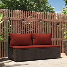 Carica l&#39;immagine nel visualizzatore di Gallery, Divano lineare da Giardino con Cuscini Bordeaux 2Pz Polyrattan Marrone