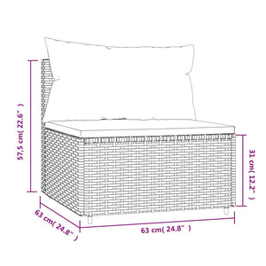 Poltrona da Giardino con Cuscini Blu in Polyrattan Grigio