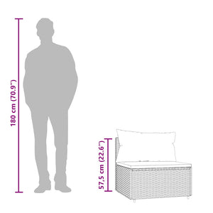 Poltrona da Giardino con Cuscini Blu in Polyrattan Grigio
