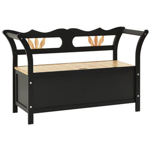 Cassapanca con Schienale Nera 107x45x75,5 cm Legno Massello di Abete
