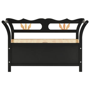 Cassapanca con Schienale Nera 107x45x75,5 cm Legno Massello di Abete