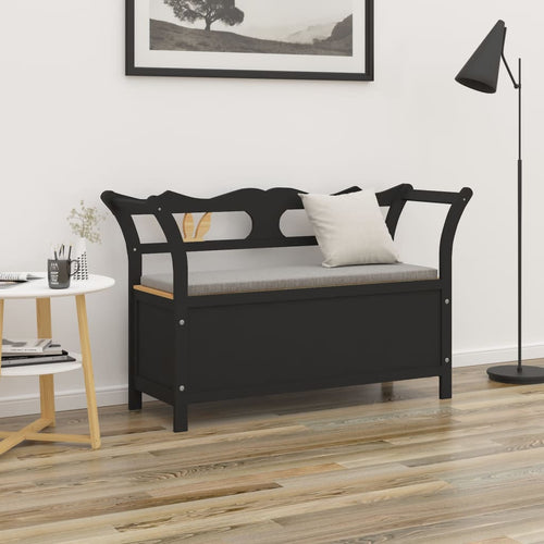 Cassapanca con Schienale Nera 107x45x75,5 cm Legno Massello di Abete