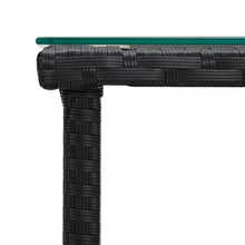 Load image into Gallery viewer, Tavolino Nero 45x45x45 cm Polyrattan e Vetro Temperato per esterni