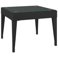 Load image into Gallery viewer, Tavolino Nero 50x50x38 cm Polyrattan e Vetro Temperato per esterni