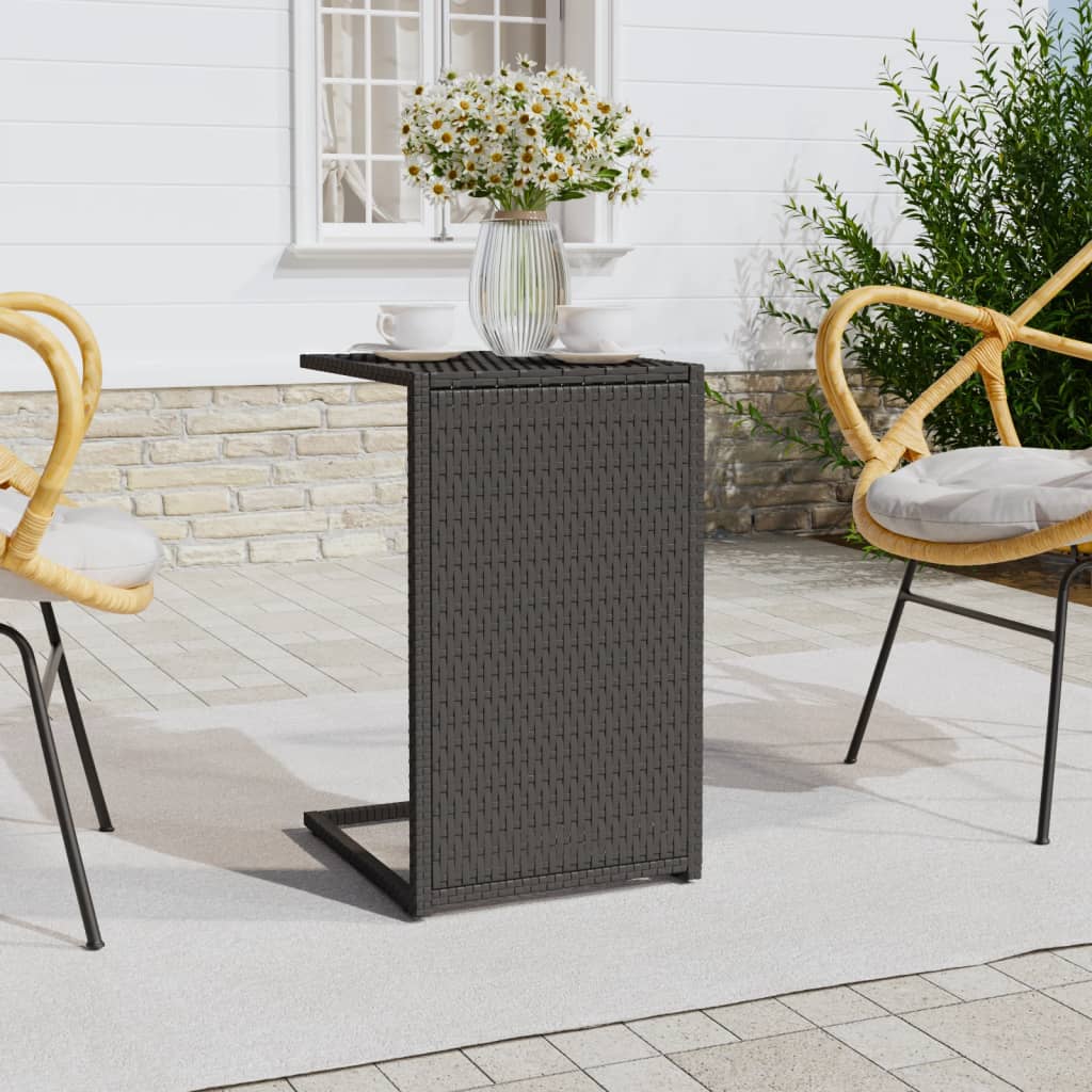 Tavolino a C Nero 40x35x60 cm in Polyrattan per esterni