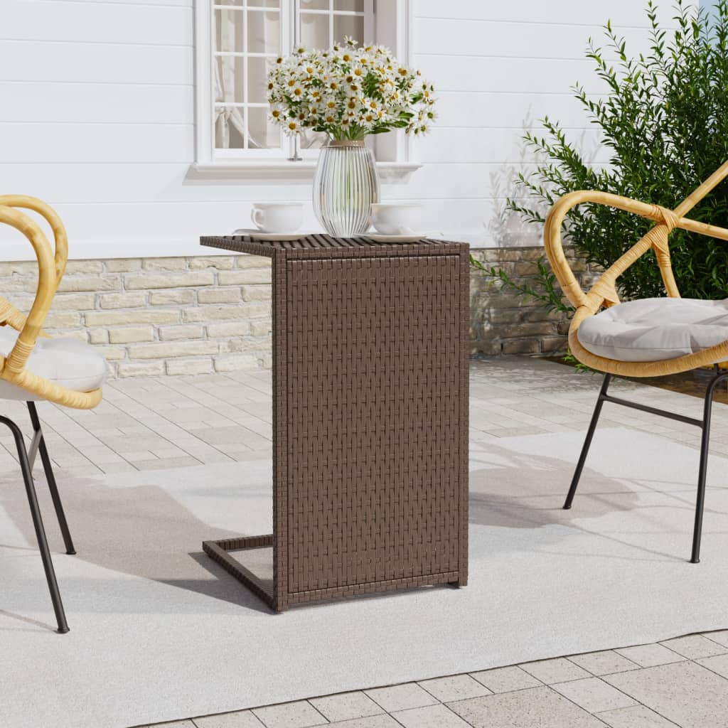 Tavolino a C Marrone 40x35x60 cm in Polyrattan per esterni