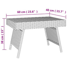 Carica l&#39;immagine nel visualizzatore di Gallery, Tavolino Pieghevole Marrone 60x40x38 cm in Polyrattan da esterni